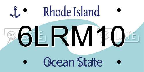 6LRM10 Rhode Island License Plate