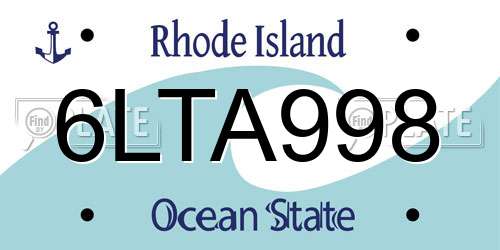 6LTA998 Rhode Island License Plate