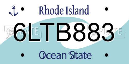 6LTB883 Rhode Island License Plate