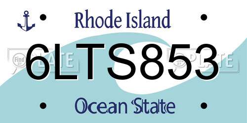 6LTS853 Rhode Island License Plate