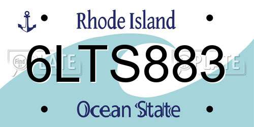 6LTS883 Rhode Island License Plate