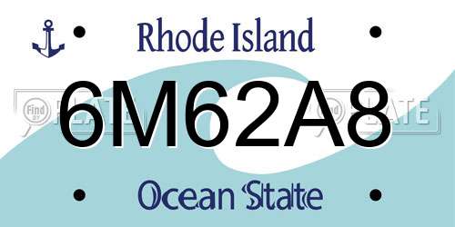6M62A8 Rhode Island License Plate