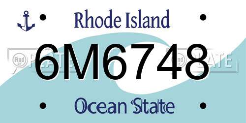 6M6748 Rhode Island License Plate