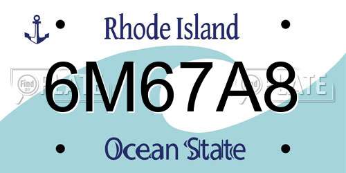 6M67A8 Rhode Island License Plate