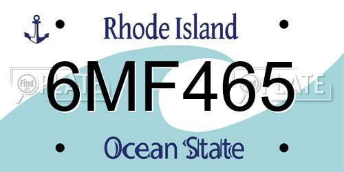 6MF465 Rhode Island License Plate