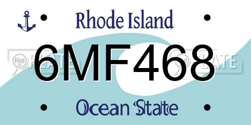 6MF468 Rhode Island License Plate