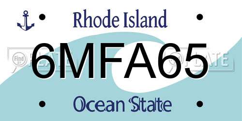 6MFA65 Rhode Island License Plate