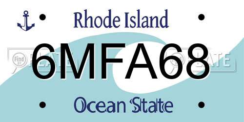 6MFA68 Rhode Island License Plate