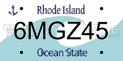 6MGZ45 Rhode Island License Plate