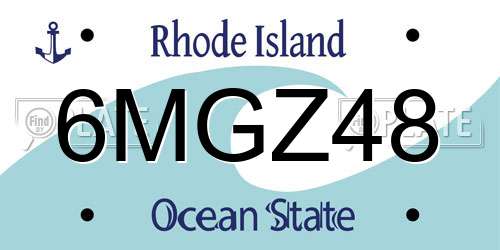 6MGZ48 Rhode Island License Plate