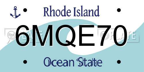 6MQE70 Rhode Island License Plate