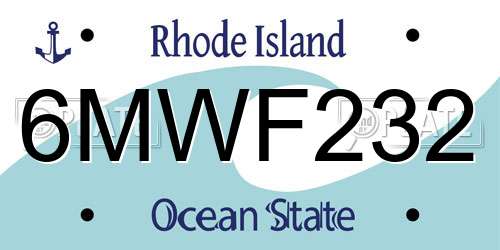 6MWF232 Rhode Island License Plate