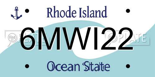 6MWI22 Rhode Island License Plate