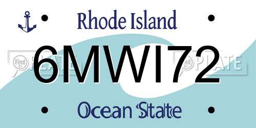 6MWI72 Rhode Island License Plate