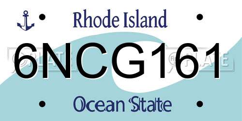 6NCG161 Rhode Island License Plate