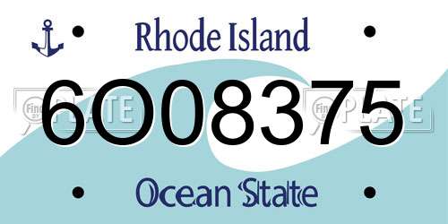 6O08375 Rhode Island License Plate