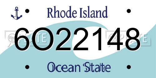 6O22148 Rhode Island License Plate