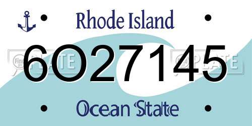 6O27145 Rhode Island License Plate