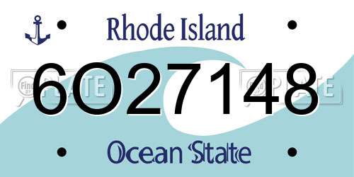 6O27148 Rhode Island License Plate