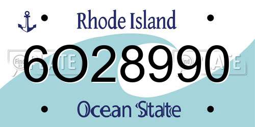 6O28990 Rhode Island License Plate