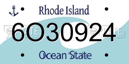 6O30924 Rhode Island License Plate