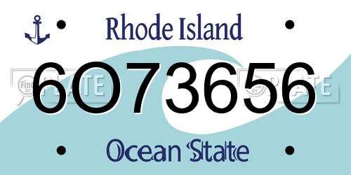 6O73656 Rhode Island License Plate