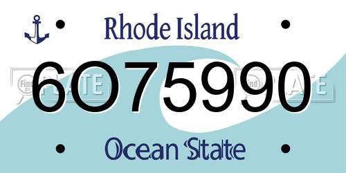 6O75990 Rhode Island License Plate