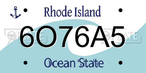6O76A5 Rhode Island License Plate
