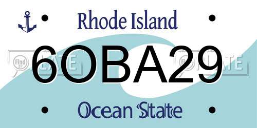 6OBA29 Rhode Island License Plate