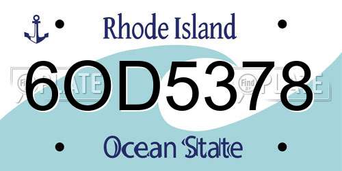 6OD5378 Rhode Island License Plate