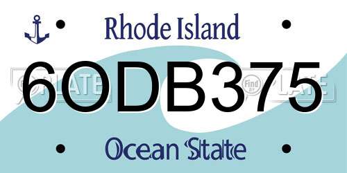 6ODB375 Rhode Island License Plate