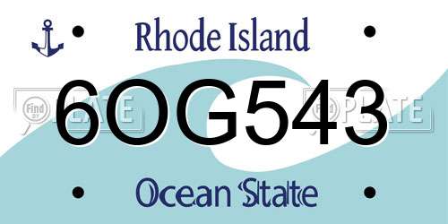 6OG543 Rhode Island License Plate