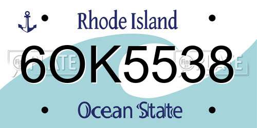 6OK5538 Rhode Island License Plate