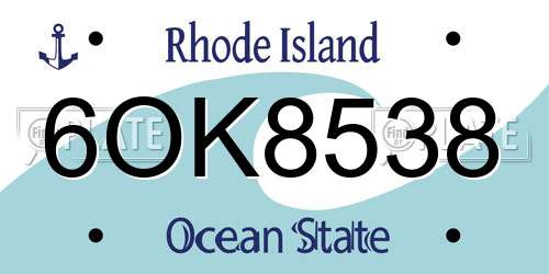 6OK8538 Rhode Island License Plate