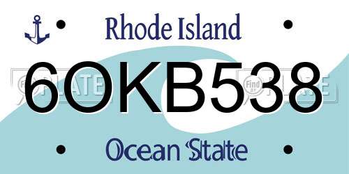 6OKB538 Rhode Island License Plate
