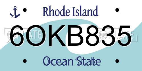 6OKB835 Rhode Island License Plate