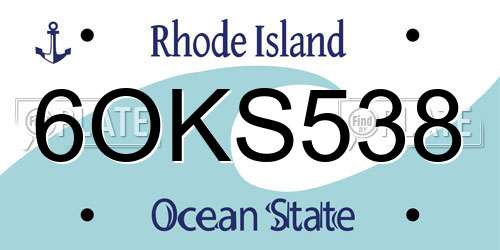 6OKS538 Rhode Island License Plate