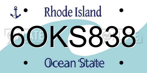 6OKS838 Rhode Island License Plate