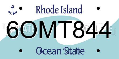 6OMT844 Rhode Island License Plate