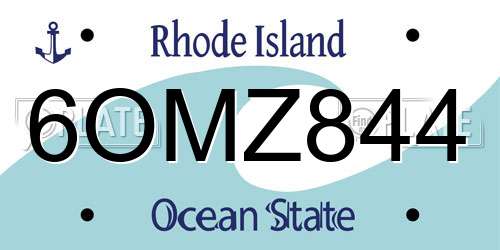 6OMZ844 Rhode Island License Plate