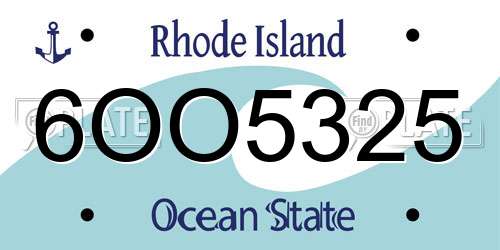 6OO5325 Rhode Island License Plate