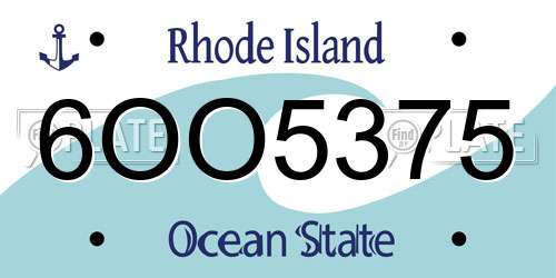 6OO5375 Rhode Island License Plate