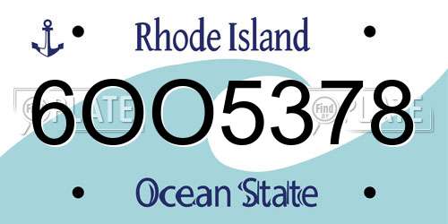 6OO5378 Rhode Island License Plate
