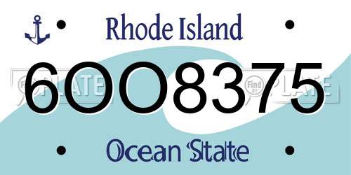6OO8375 Rhode Island License Plate