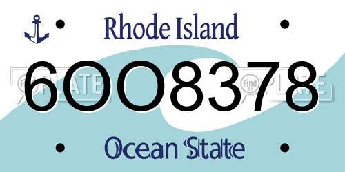 6OO8378 Rhode Island License Plate