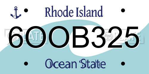 6OOB325 Rhode Island License Plate