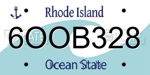 6OOB328 Rhode Island License Plate