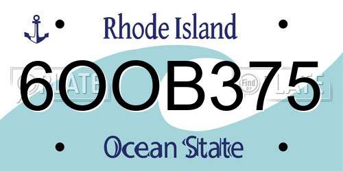 6OOB375 Rhode Island License Plate
