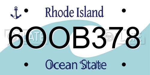6OOB378 Rhode Island License Plate