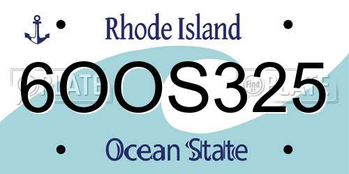 6OOS325 Rhode Island License Plate